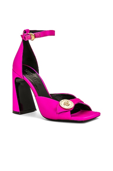 Shop Versace Medusa Sandals In Glossy Pink & Oro