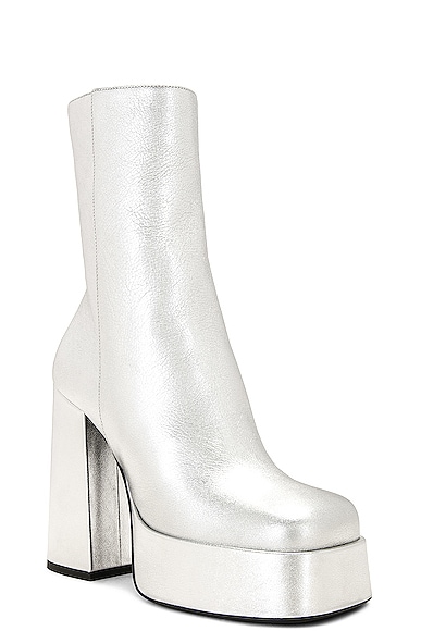 Shop Versace Platform Boot In Silver & Palladium