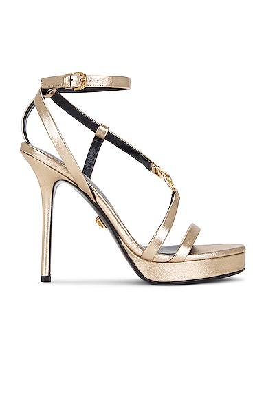 Versace Ankle Strap Sandal In Gold