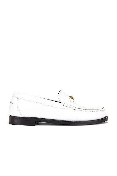 Shop Versace Calf Leather Loafers In Optical White