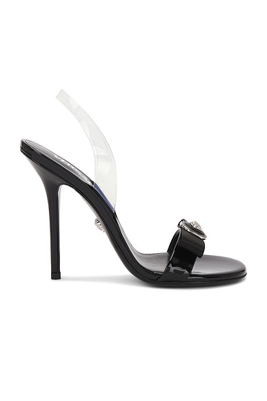 Shop Versace Slingback Sandal In Black & Palladium
