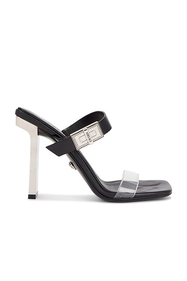 VERSACE Mule Sandal in Black & Palladium