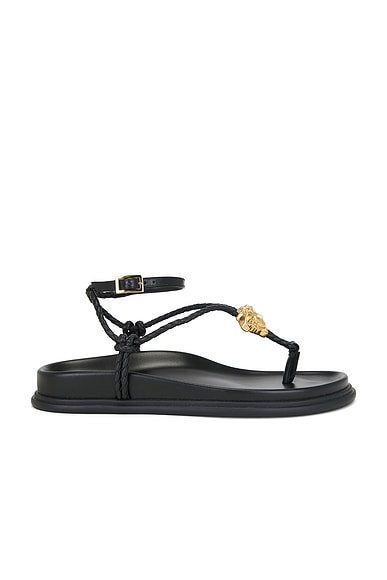 VERSACE Strappy Sandal in Black & Gold