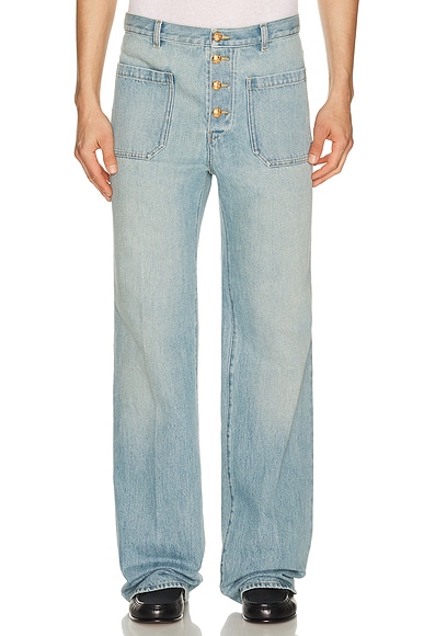 Pantalone Denim Jean in Lav Dirty Blu Chiaro