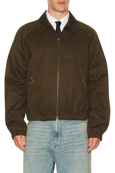 Valentino Gabardine Bomber Jacket in Military
