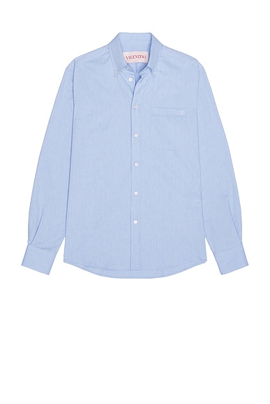 Valentino V Logo Signature Shirt in Sky Spring