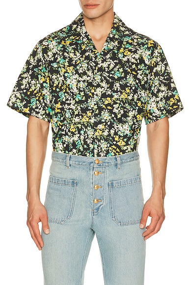 Valentino Camicia Bowling Shirt in Nero & Multicolor