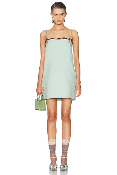 Valentino Crepe Couture Mini Dress in Celadon & Silver