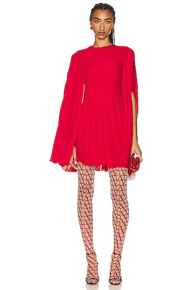Valentino Long Sleeve Mini Dress In Rosso