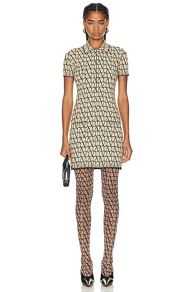 Valentino Iconographe Stretch Dress in Beige & Nero | FWRD