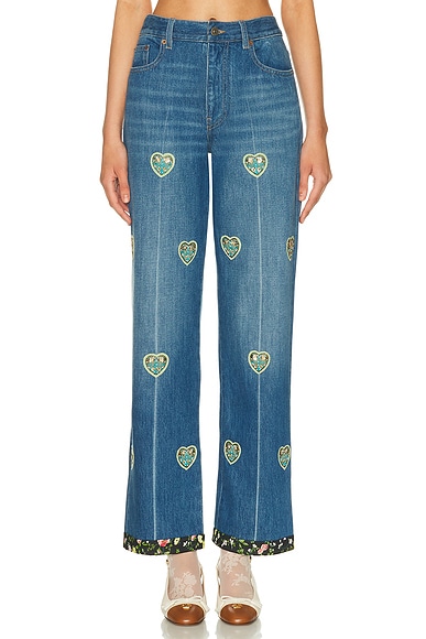 Embroidered Wide Leg