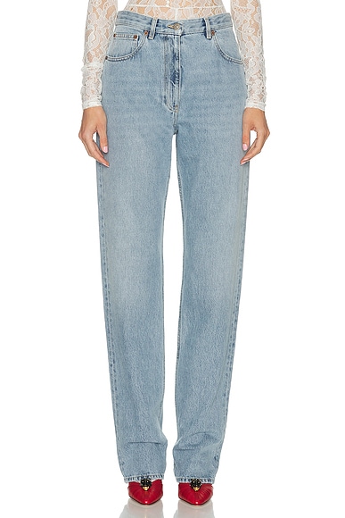 Valentino 5 Tasche Straight Leg in Denim Blu Lav Chiaro