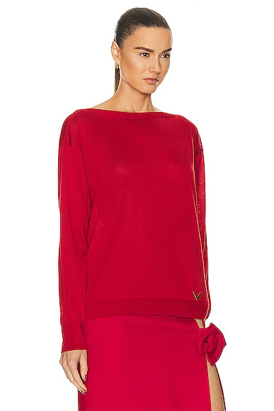 Shop Valentino Cashmere Sweater In Rosso