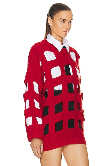 Shop Valentino Cut Out Sweater In Rosso