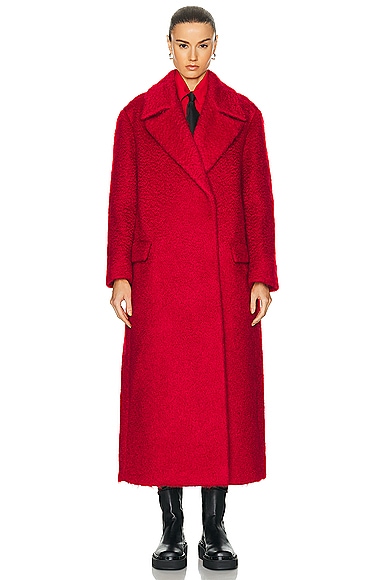 Shop Valentino Mohair Coat In Rosso