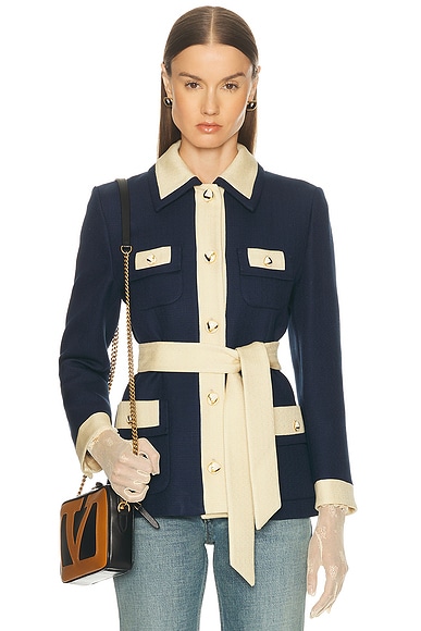 Valentino Caban Jacket in Provence Blue & Betulla