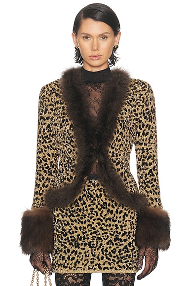 Valentino Animalier Jacquard Jacket in Gold & Nero