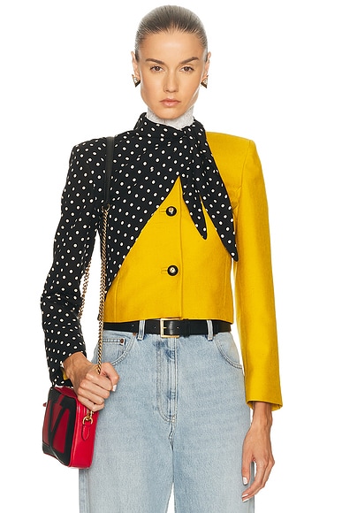 Valentino Shantung Jacket in Ocre, Nero, & Avorio