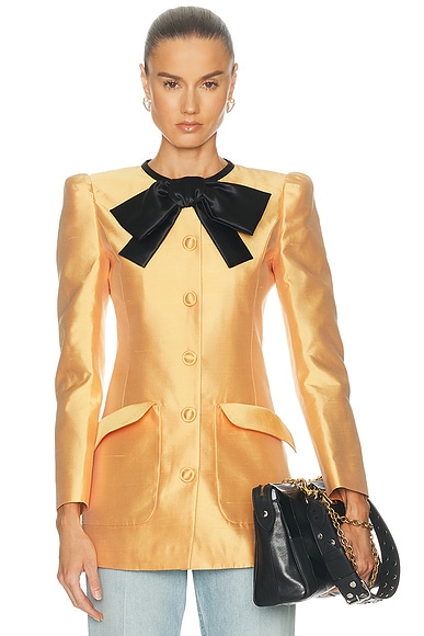 Valentino Shantung Coat in Melone & Nero