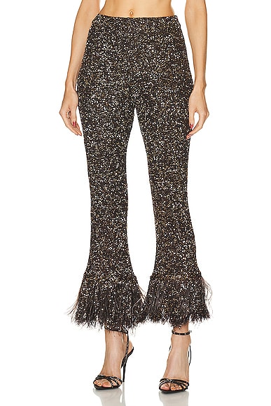 Embroidered Blend Feather Pant