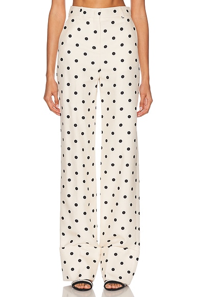 パンツ Balenciaga Printed Viscose Pyjama Pant Balenciaga Pyjama Pant in Light Beige & Black | FWRD