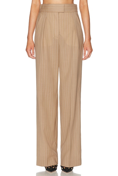 Valentino Faded Pinstripe Pant in Fango & Avorio Sporco