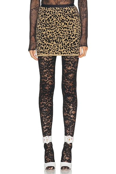 Valentino Animalier Jacquard Skirt in Gold & Nero