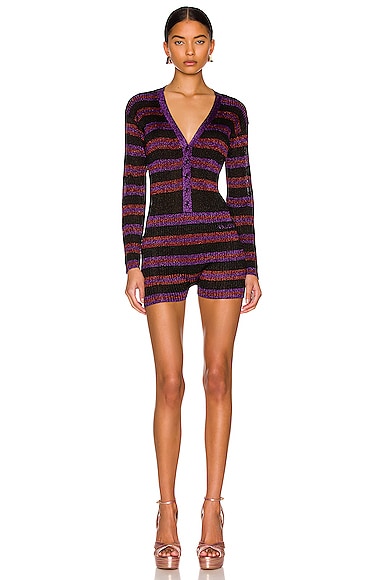 Valentino Striped Romper in Purple