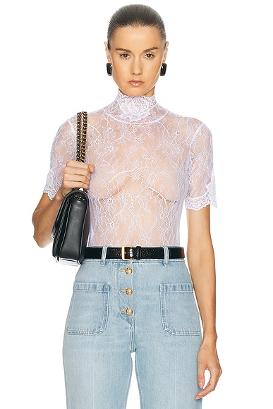 Lace Jersey Bodysuit Top