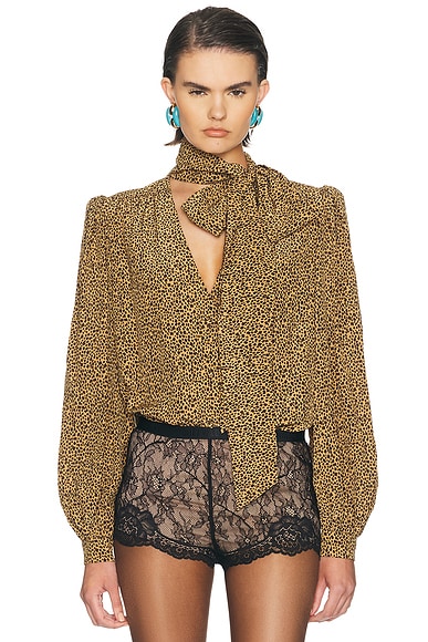 Valentino Crepe De Chine Shirt in Animalier
