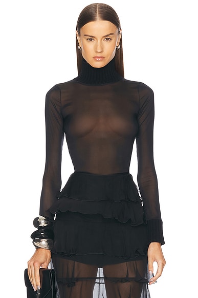 CALVIN KLEIN 205W39NYC Stretch Cotton Jersey Turtleneck in Black FWRD