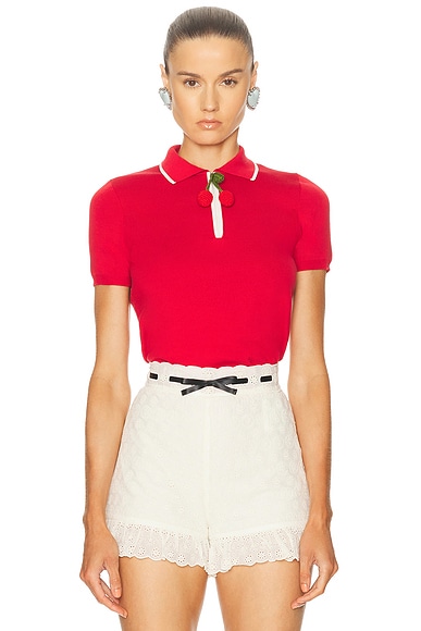 Valentino Embroidered Cherry Top in Paris & Avorio
