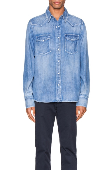 Visvim Social Sculpture Shirt Damaged in Light Indigo | FWRD