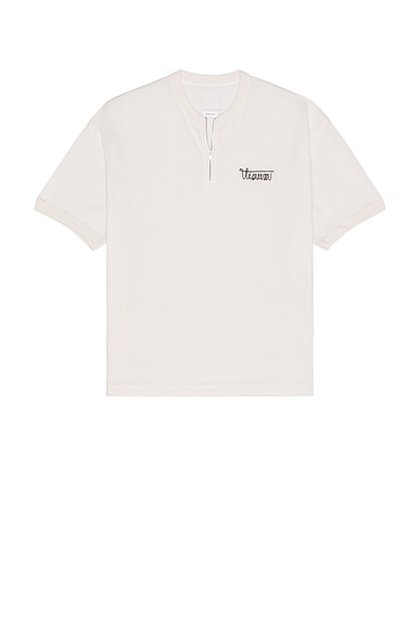 Visvim Merckx Quarter Zip Tee in Off White