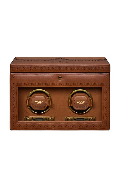 WOLF Brogue Double Winder With Storage in Burnished Brown
