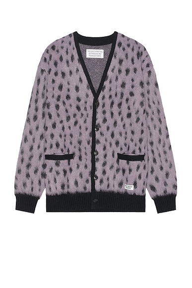 WACKO MARIA Leopard Mohair Cardigan in Beige | FWRD
