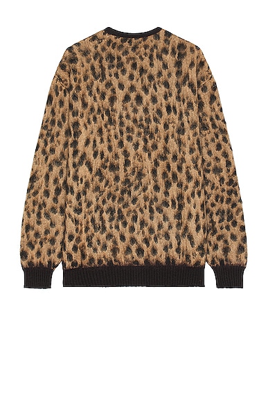 Shop Wacko Maria Leopard Mohair Cardigan In Beige