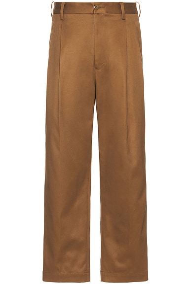 WACKO MARIA Double Pleated Chino Trousers in Brown