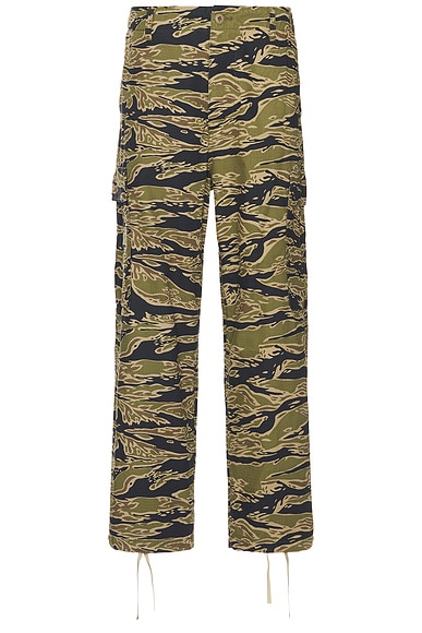 WACKO MARIA Tigercamo 6 Pocket Trousers in Olive