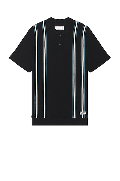 Striped Knit Polo Shirt