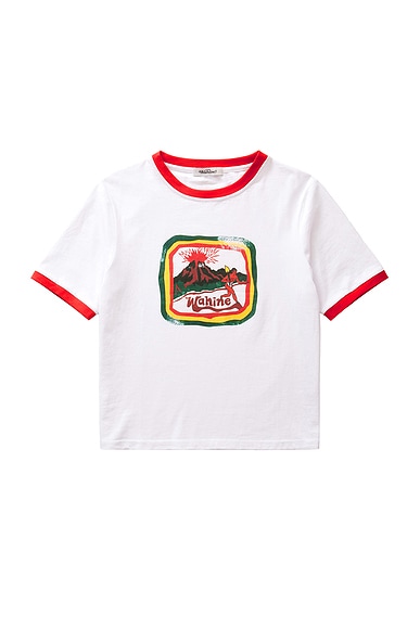 Wahine Ringer T Shirt in White & Red