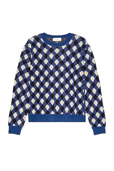 新品　WALES BONNER WILLIAMS ARGYLE JUMPER Wales Bonner Williams Argyle Jumper in Blue & Navy | FWRD