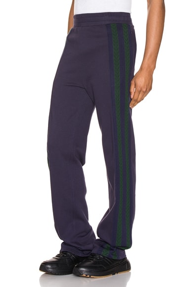 Wales Bonner Palms Stripe Trackpants In Navy