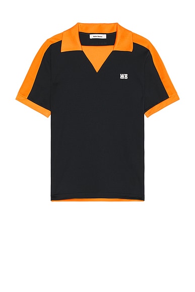 Wales Bonner Home Jersey Polo in Black & Orange