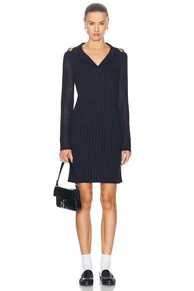 Wales Bonner Myth Shirt Dress in Navy & Orange