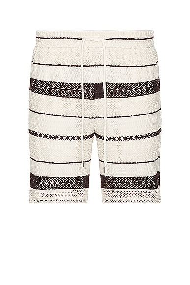 WAO Crochet Stripe Short in Natural & Brown