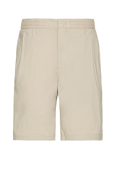 WAO Relaxed Nylon Pleated Short in Light Beige
