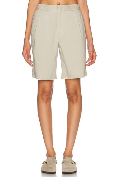WAO Relaxed Nylon Pleated Short in Light Beige