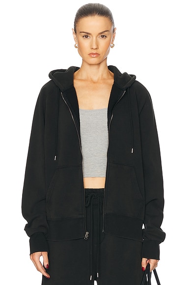 WAO The Zip Hoodie in Washed Black | FWRD