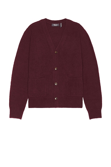 WAO Solid Brushed Cardigan in Burgundy